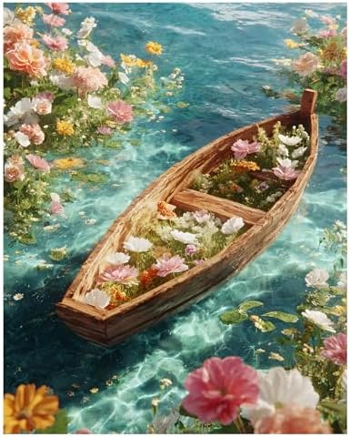 xcemhil Boat Paint by Numbers Kit for Adults Beginner, Boat Paint by Numbers for Adult, Acrylic Paint by Number Kits Suitable for Home Wall Art Decor Gifts 16x20 Inch