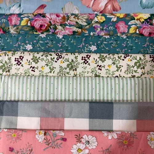 Cotton Fabric DIY Making Supplies Quilting Patchwork Fabric Fat Quarter Bundles DIY for Quilting Cotton Patchwork Cushions (Small Flowers Mix, 20" x 20")