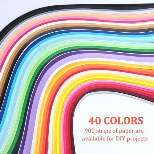 Auvotuis 3mm Width Quilling Paper Strips 40 Colors 900 Strips, Length 39cm