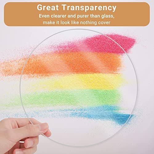 Enoin 9pcs 5 Inch Round Clear Acrylic/Plexiglass Sheet Disc Circle Plastic Sheet 0.080" Thick, Plastic Sheet Transparent Board Panel for Glass, DIY Project, Picture Frame,Paintings, Art Craft
