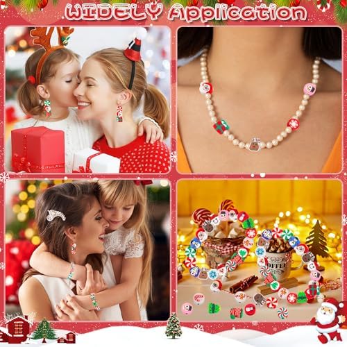 400 Pcs Christmas Polymer Clay Beads, Mixed Heishi Spacer Beads Supplies