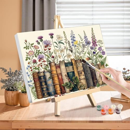Book Paint by Numbers for Adults with Framed Canvas - with Wooden Easel