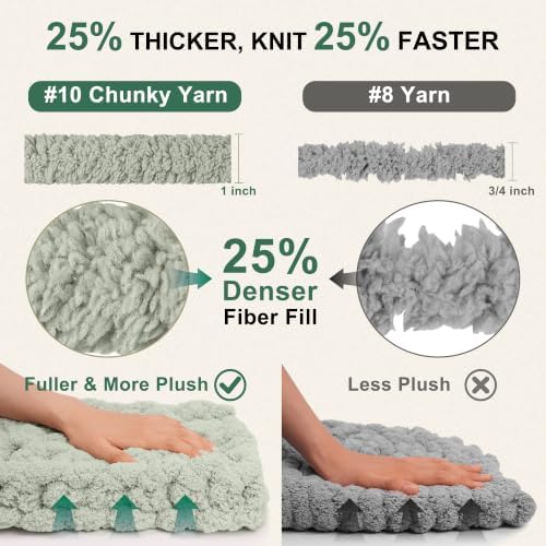 Chunky Yarn for Hand Knitting, #10 Chunky Blanket Chenille Yarn, Large Bulky Thick Jumbo Yarn, Super Chunky Knit Yarn for Crocheting, 8 Skein (8 oz 22 yds Each Skein), White & Multi Green