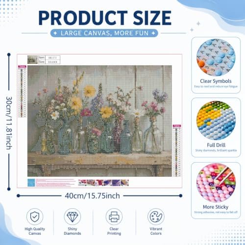 DOTSTART Wildflower Bottles Diamond Art Kits for Adults, Full Drill Gem Art