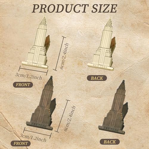 2Pcs Vintage Metal Book Clip for Reading, Antique Bronze Alloy Book Clamps for Journaling & Notebooks, Decorative Vintage Paper Clips for Home Office School Stationery (Building)