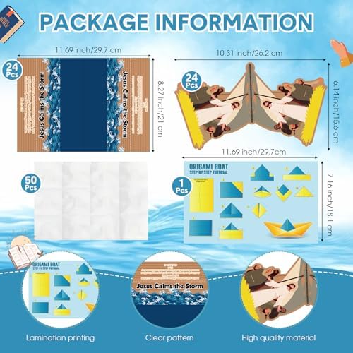 24 Set Jesus Calms The Storm Craft Kit DIY Sunday School Sailboat Cards