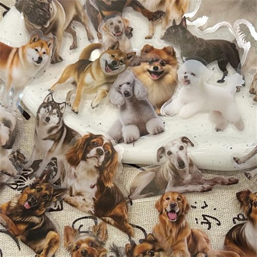 50 Cute Dog Stickers for Scrapbooking, Self-Adhesive Scrapbooking Stickers Supplies Journal Stuffers for Adult Card Making Letters DIY (Dog)