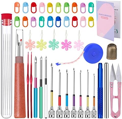 JNENERY Punch Needle, 43 Pieces Punch Needle Tool Embroidery Kit