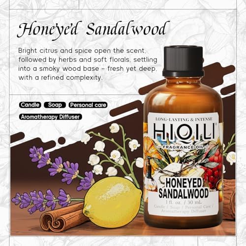 HIQILI Honeyed Sandalwood Fragrance Oil for Soap & Candle DIY Diffuser Use