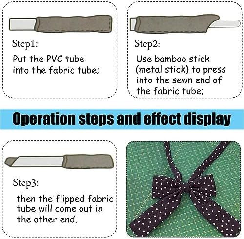 YEQIN Quick Turn Fabric Set, 3 Count, Assorted Sizes Tube Turners for Sewing DIY Tool