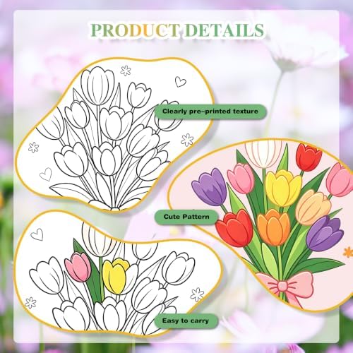 12 Packs Floral Pre Drawn Canvas to Paint, Flower Pre Printed Canvas for Painting, Pre Stretched Canvas Outline Painting Boards for Beginners, Students, Party Favors(4 * 4in)