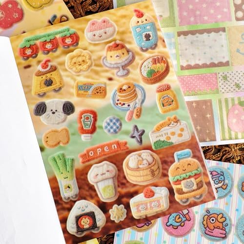 PRSTINCOL Japanese Sticker Book Aesthetic 30 Sheets of Vibrant Red Patterned Die Cut Stickers for Scrapbooking and Journaling