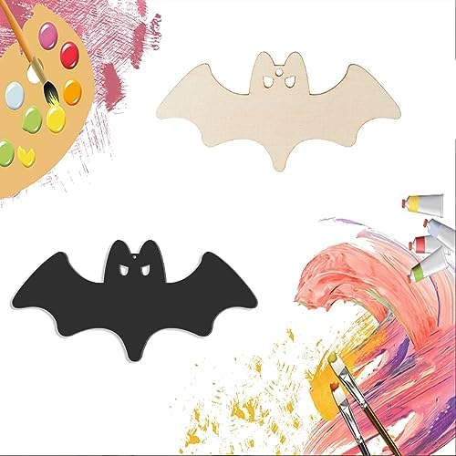Unfinished Flying Bats DIY Wood Bats Shaped Ornaments - 20Pcs Halloween, Christmas, Wedding, Birthday, Thanksgiving Decoration