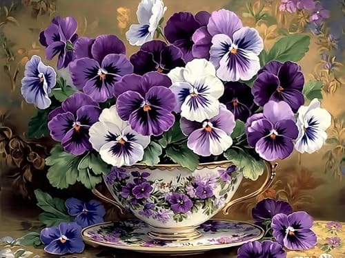Diamond Art Kits for Adults, Purple Flower 5D Diamond Painting for Adults