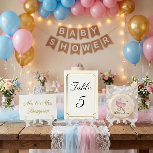 artliving 3inch Clear Plastic Easels or Stand/Plate Holders to Display Pictures or Other Items at Weddings, Home Decoration, Birthdays, Tables (12 Pack)