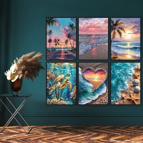 6 Pack Diamond Art Kits for Adults,Beach Diamond Painting Kits 12x16 Inch