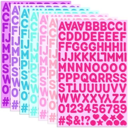 Felt Letters,686 Pcs Felt Stickers 1 Inch Alphabet Number Sticker(Pink)