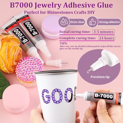 30000Pcs Dark Purple Rhinestones for Bedazzling with B7000 Jewelry Glue, Bedazzler Kit Bulk Flatback Gems, Resin Rhinestones for Crafting Crafts Clothing Shoes Nail Art Assorted Size 2/3/4/5/6mm