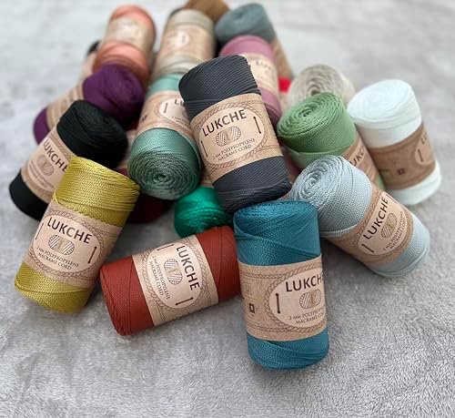 Polyester Macrame Cord 2mm x 251 Yards, 100% Polypropylene Premium Macrame Rope, Colorful Yarn Crochet Macrame Bag Craft for Wall Hangers, Bags, Bottom Plates, Carpets (Brown) 1, 2MM-MCRM