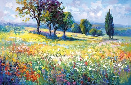 DIAMOND ART CLUB Wildflower Field with Trees in the Summer Countryside