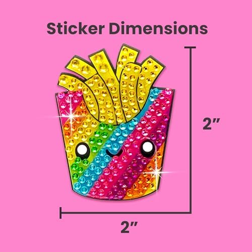 StickerBeans® Rhinestone Stickers - Rainbow Foodie Sticker Pack, 2” x 2” Each, Unique Sparkly Cut-to-Shape for Collecting, Trading, Decorating Laptops, Phone Cases, Scrapbooks