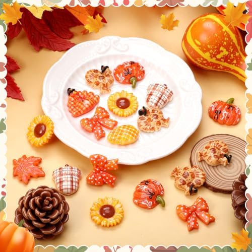 80 PCS Thanksgiving Resin Charm Mini Fall Flatback Charms