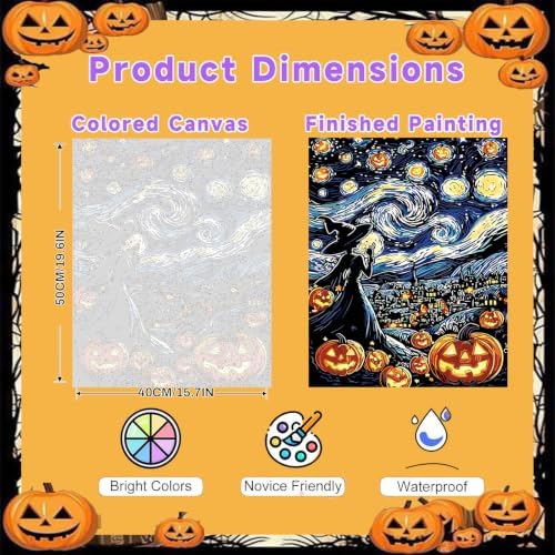 Halloween Paint by Numbers for Adults, Pumpkin Paint by Number on Canvas