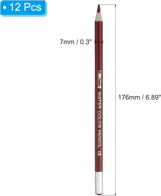 PATIKIL Watercolor Pencil, 12Pcs Water Soluble Pencils for Blending, Coloring, Sketch Drawing, Painting, Brown