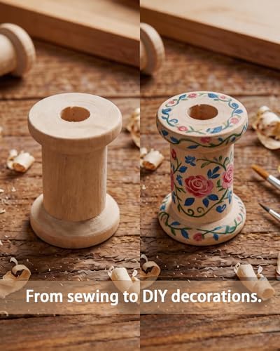 36-Pack Wooden Spools for Crafts, Assorted Empty Spools in 3 Sizes