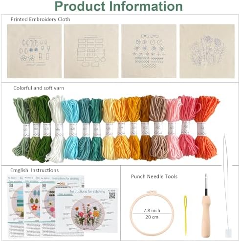 Myfelicity Punch nedle kit,Punch Needle Kits Adults Beginner,Learn Various Needlework Techniques for poking Embroidery
