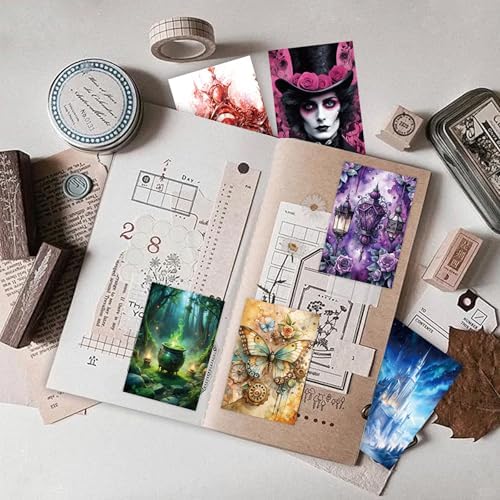 300 Pcs Washi Stickers Book - Vintage Aesthetic Journaling Stickers for Scrapbooking, Bullet Journal, Planner, Travel & Daily Life - Craft Gifts Scrapbook Sticker Set for Art Diary, Notebook