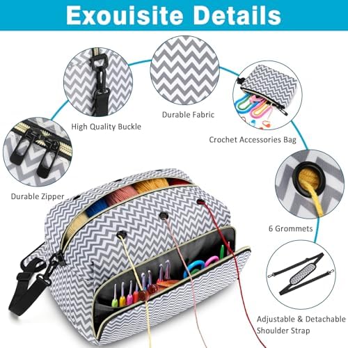 IBFUN Crochet Yarn Knitting Bag Organizer for Knit Accessories Hooks