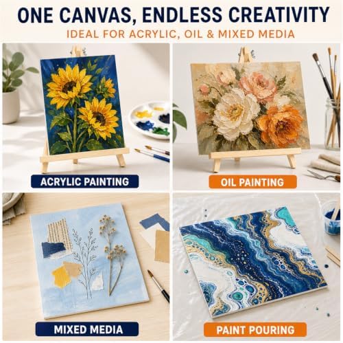 10-Set Canvas Boards with Easels, 8 x 10 Inch, Paint Party Kit