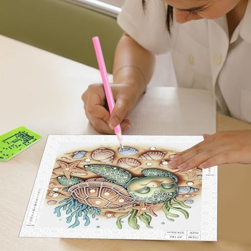 AiYuanzsh DIY Diamond Art Painting Kits for Adults, 5D Special Shape Crystal Rhinestone Diamond Art Kits for Beginners, for Home Wall Decoration Gift 12x12 inch, Turtle Sleeping