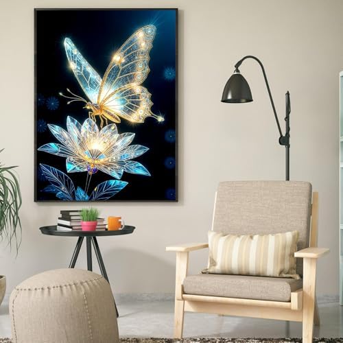 ILYUFO Diamond Art Kits for Adults Light and Butterfly DIY Diamond Painting