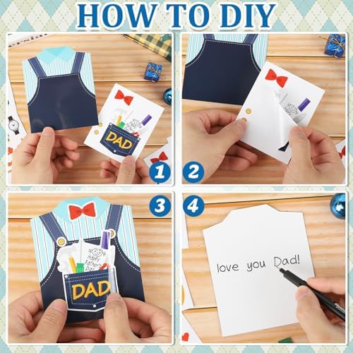 Sereliy 45 Set Father's Day Card Making Kits for Kids, Father's Day Shirt DIY Crafts, Bulk Father's Day Handmade Crafts for Classroom. (Father 45)