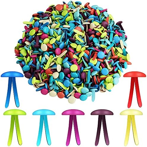 Hotop 500 Pcs Brad for Paper Crafts Metal Paper Fasteners,Multicolored