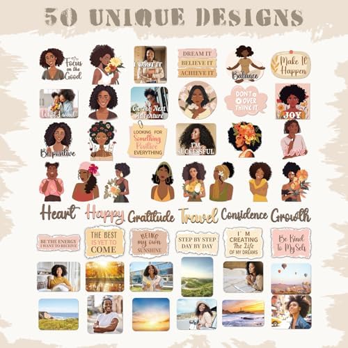 Vision Board Supplies Scrapbook - 50 Pcs Black Girl Travel Stickers