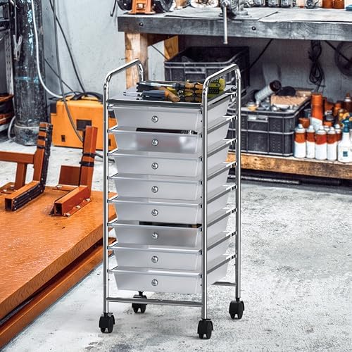 Simple Houseware 8 Drawers Rolling Utility Cart Art Craft Storage, Chrome