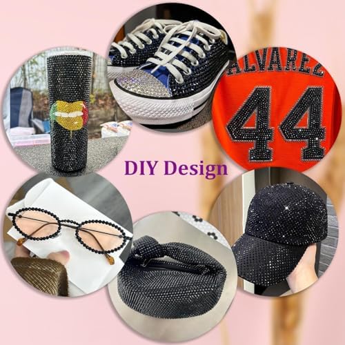 Resin Rhinestones for Crafting with 3Pcs 10ml B7000 Jewelry Glue, 1 Box Black Flatback Gems Crystals Diamond for Bedazzling Crafts DIY Nail Art Makeup, Gems for Clothing Tumblers Shoes