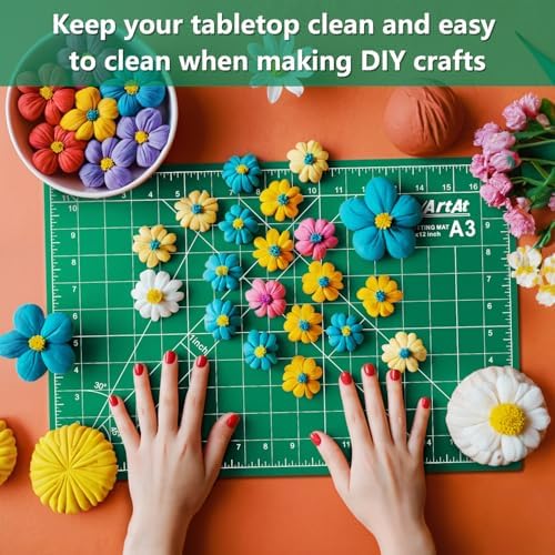 ArtAt A3 Self Healing Cutting Mat 12''x18'' 5 pack | Double-Sided 5-Ply Craft Cutting Board with Grid ,Slip-Resistant Cutting Mat for Fabric,Quilting, Crafts & Hobbies(Green)