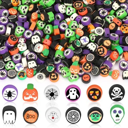 300Pcs Halloween Polymer Clay Beads for Jewelry Making