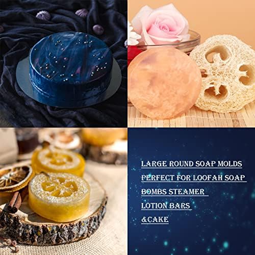 Round Soap Molds for Soap Making,4oz Large Silicone Soap Mold | 2pcs 4oz Large Size 6 Cylinder Silicone Molds for Loofah Soap,Bath Bombs,Shower Steamer, Lotion Bars