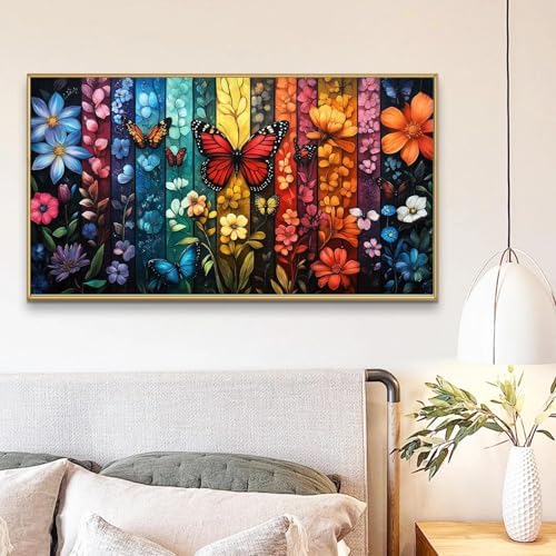 YALKIN Paint by Numbers Kit for Adults, Flower Adults'paint-by-Number Kits on Canvas, DIY Acrylic Oil Painting by Numbers Kits, Perfect for Home Decor, Gifts 28x16in