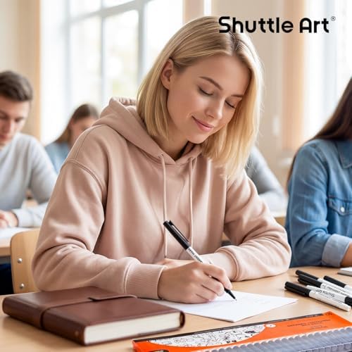 Shuttle Art Permanent Marker, 30 Pack Ultra Fine Point Black Permanent Marker set, Works on Plastic,Wood,Stone,Metal and Glass for Doodling, Marking