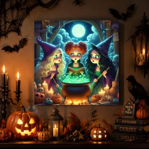 Witch Paint by Numbers Kit for Adults Beginner with Framed 10x10 Inch