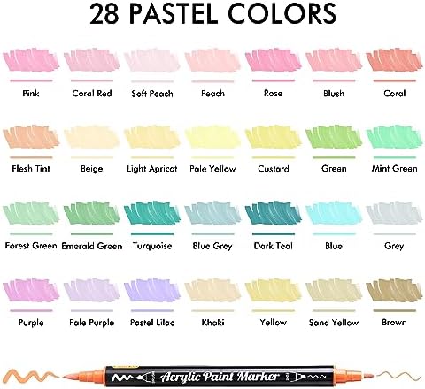 Shuttle Art 28 Pastel Brush & Fine Tip Acrylic Paint Markers