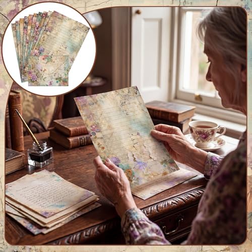TaoBary 160 Pcs Vintage Floral Stationery Paper and Envelopes Set