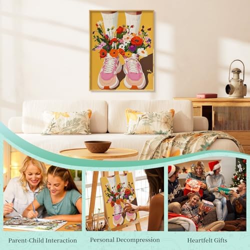 Paint by Numbers Kit for Adults, Sneakers DIY Painting Kit, 16x20 Inch