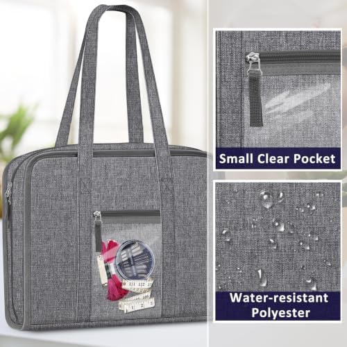 FINPAC Sewing and Craft Supplies Storage Tote Bag with Clear Pockets